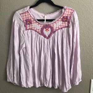 Free people lavender embroidered blouse